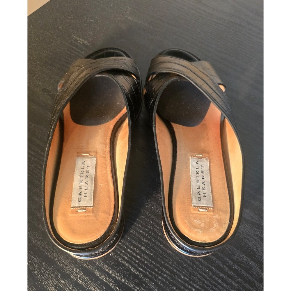 Gabriela Hearst Ellington Croc-Effect Slides black leather - Picture 4 of 8